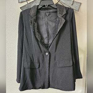 VICI Black Women's Sequin Collar Buisness Casual office Blazer Size Small.